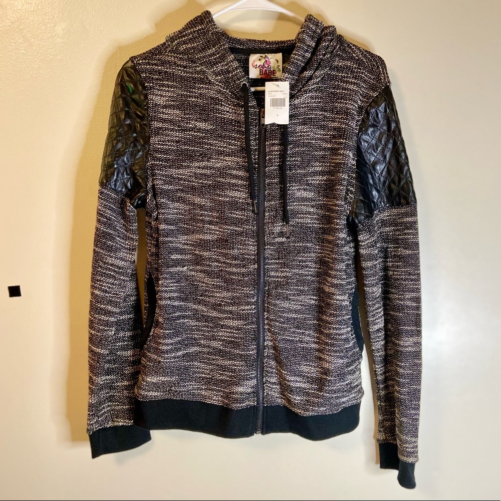 Sobo Babe Jean Slub Reverse Terry J Zip Up Hoodie L Cottonblend China Made B/W
